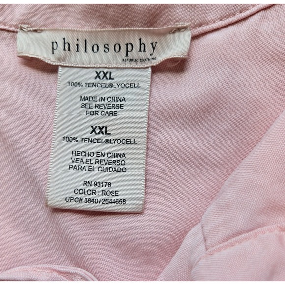 Philosophy Womens XXL‎ Pale Pink Shirt Dress Roll Tab Sleeves - Picture 7 of 8